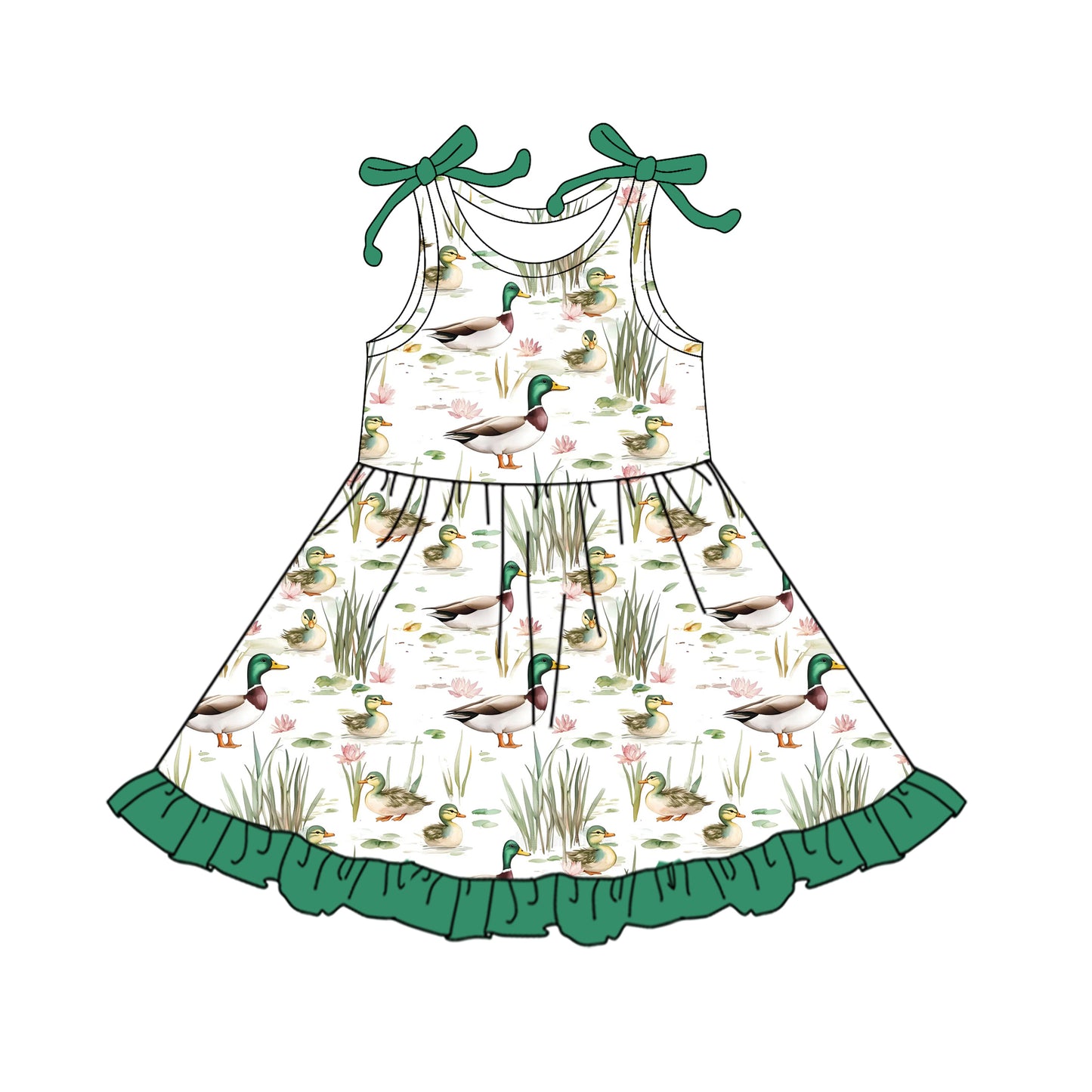 preorder GSD2486 mallard duck green girls dress