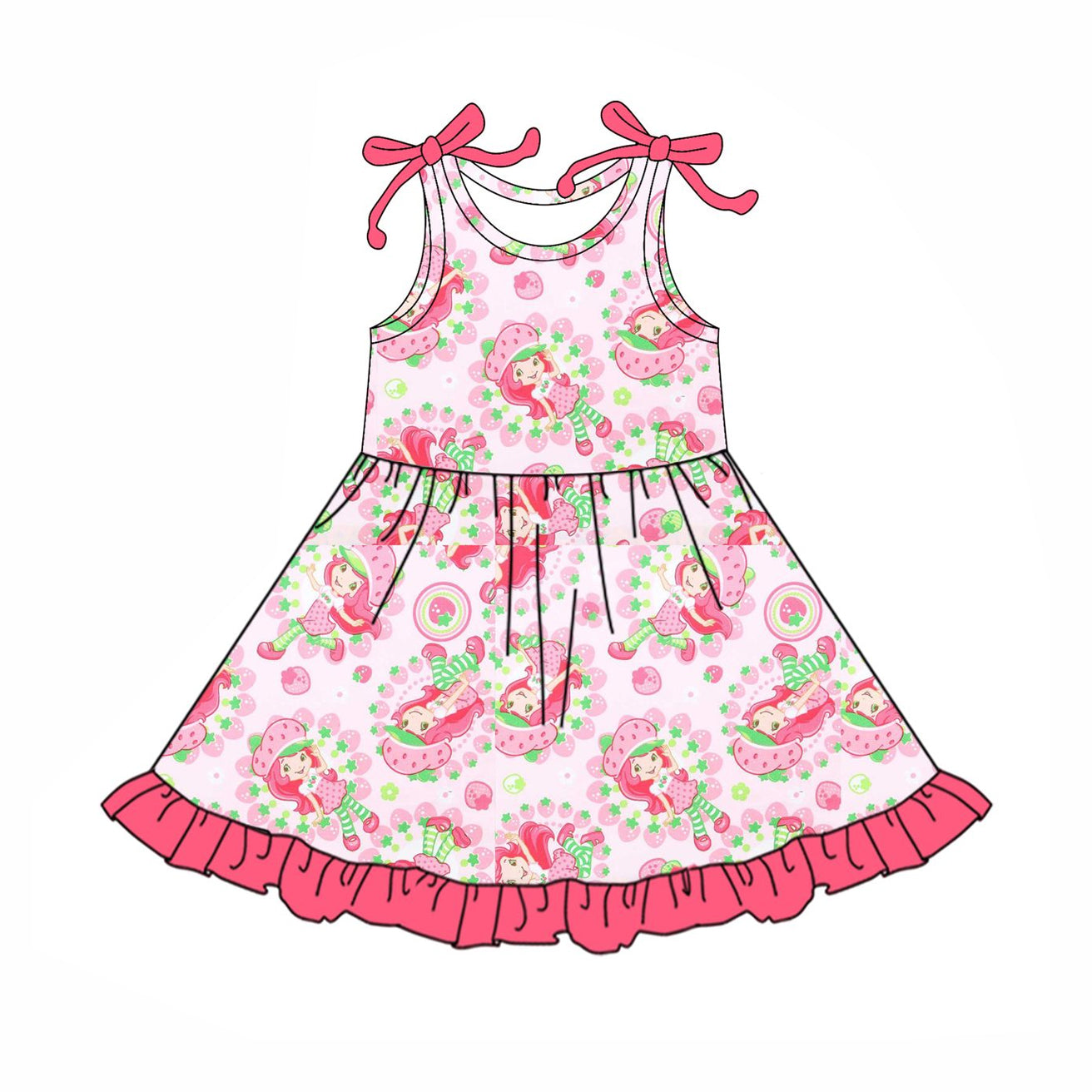 preorder GSD2504 cartoon strawberry girl pink sleeveless girls dress