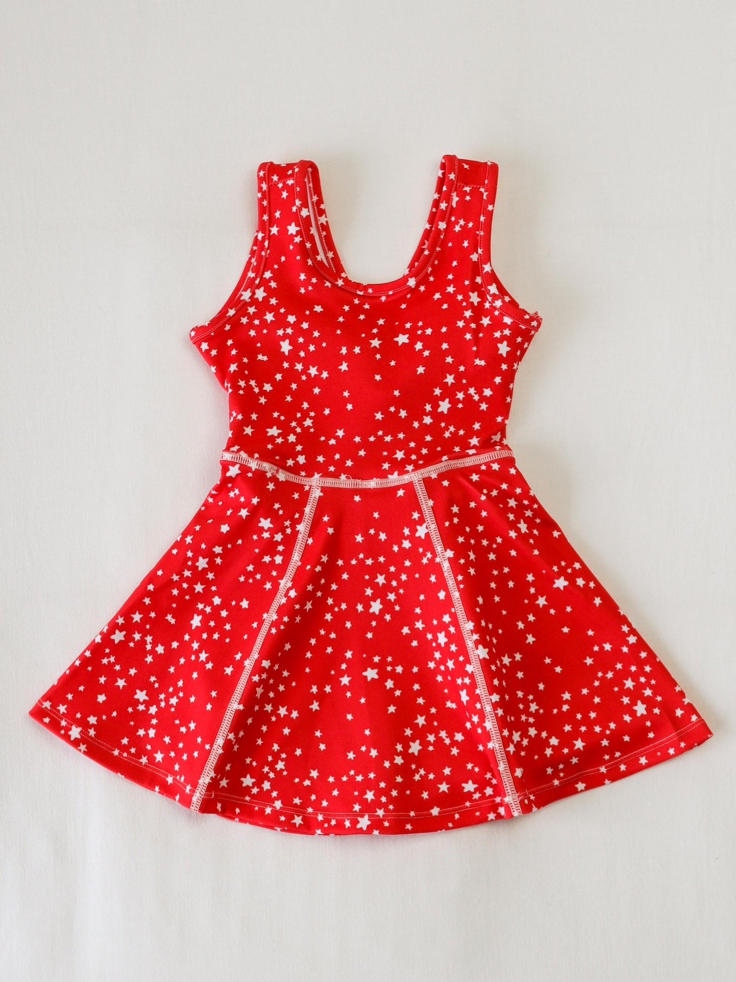 preorder GSD2511 July 4th yoga red star sleeveless girls dress with shorts