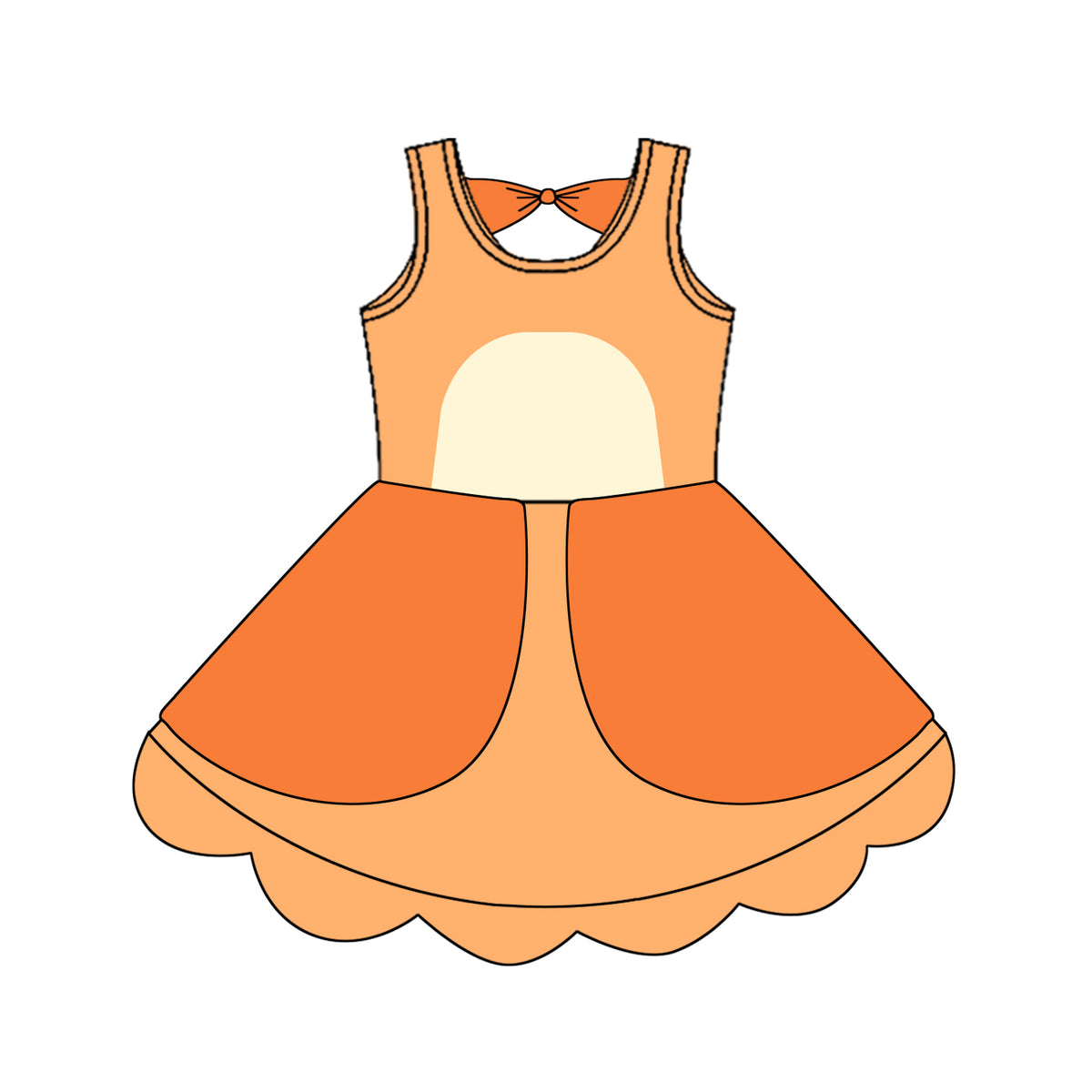 preorder GSD2514 cartoon orange dog sleeveless girls dress