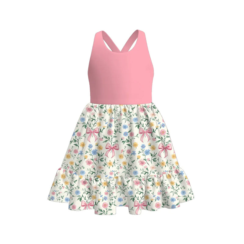 preorder GSD2525 colorful flowers bows pink girls dress