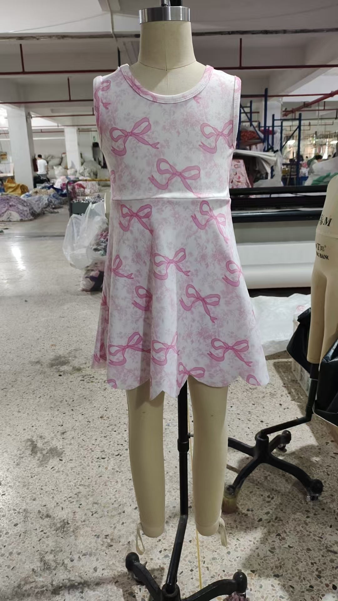 preorder Samples GSD2572 scallop yoga pink bows flowers girls dress with shorts