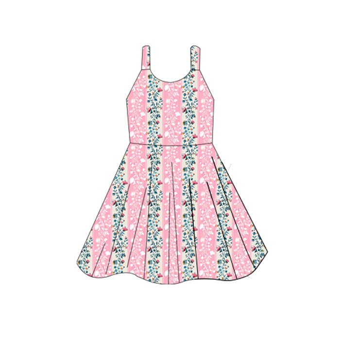 preorder GSD2596 pink/red flowers floral pink girls dress