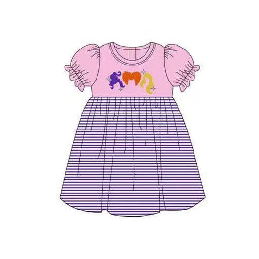 preorder GSD2611 Halloween witch pink short sleeve girls dress
