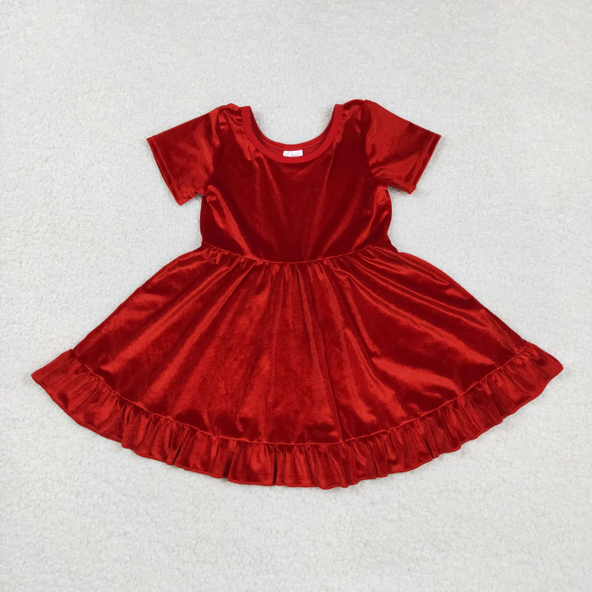 GSD2614 red velvet short sleeve girls dress