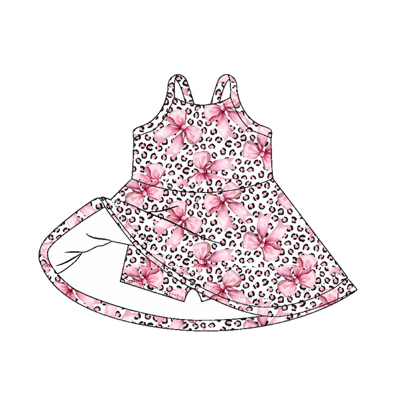 preorder GSD2648 yoga pink leopard bows girls dress shorts