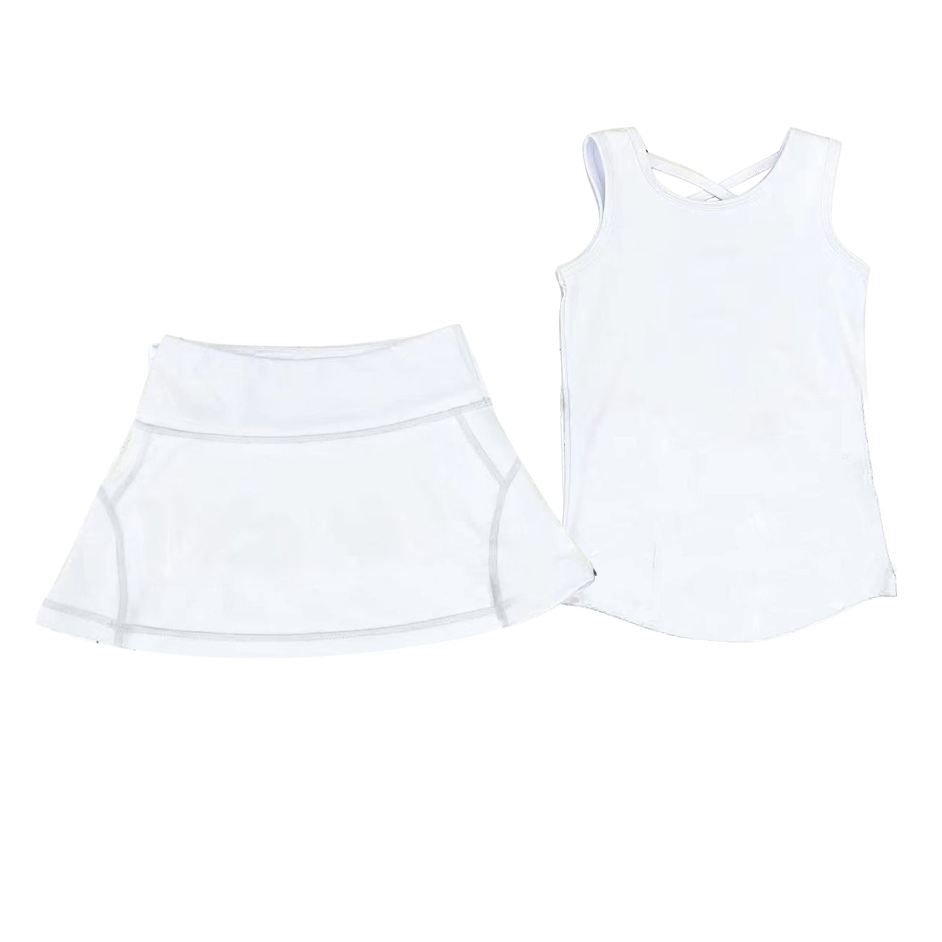 preorder GSD2651 yoga white sleeveless skirt skorts girls set