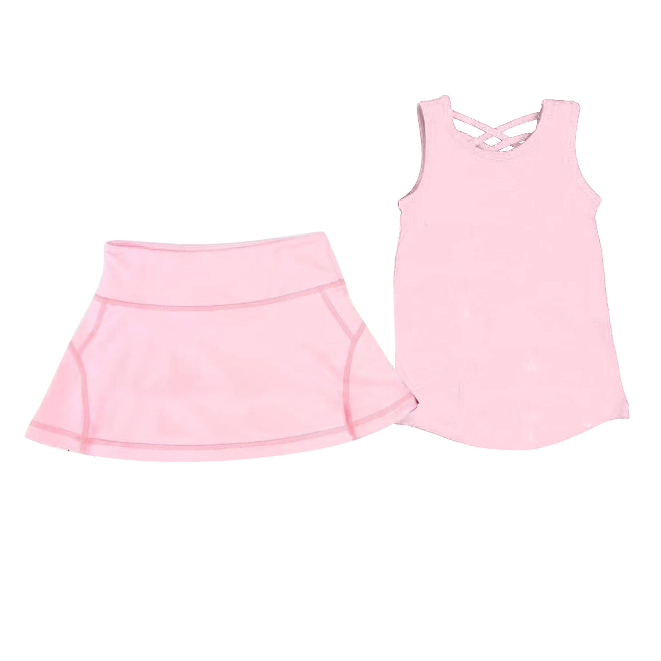 preorder GSD2652 yoga pink sleeveless skirt skorts girls set