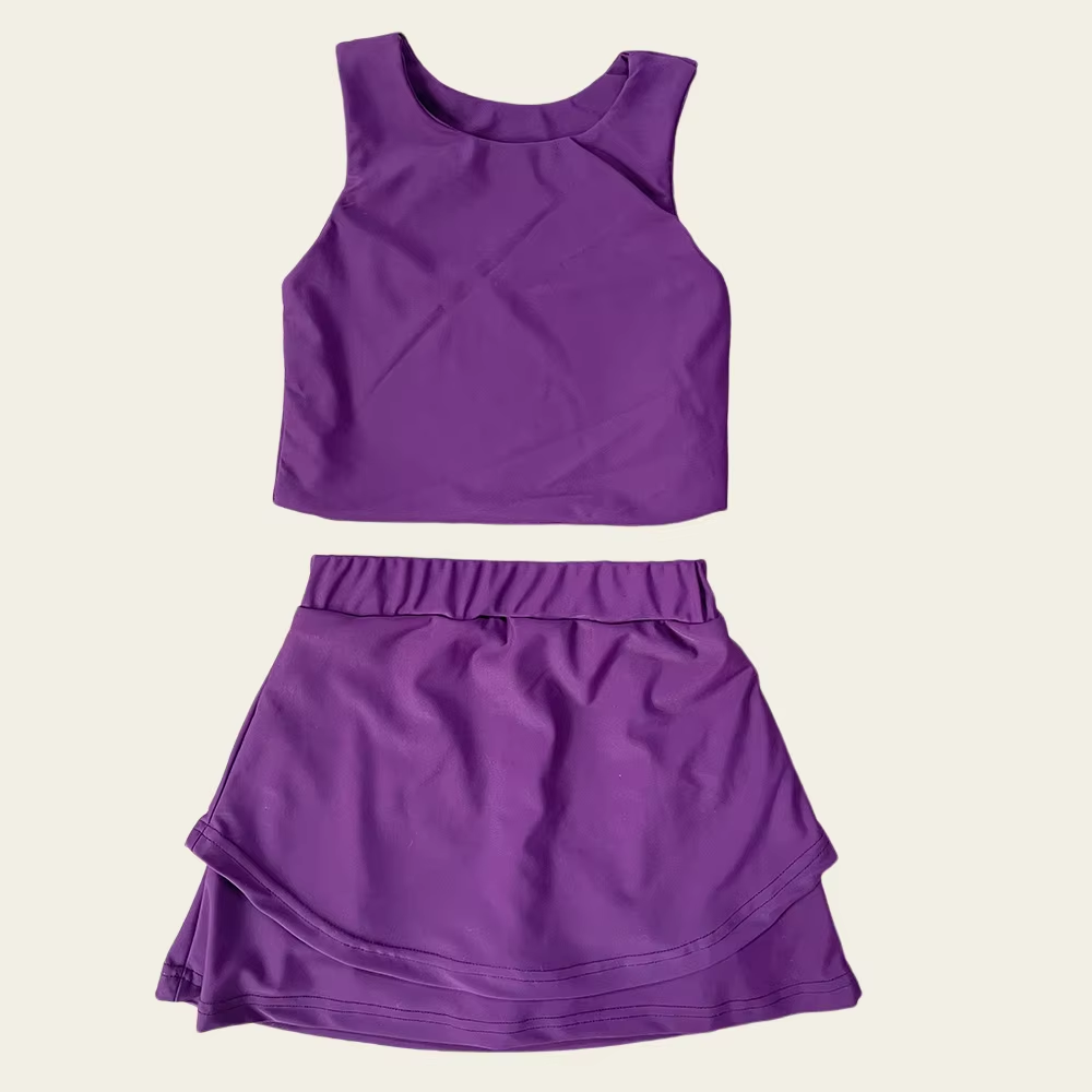 preorder GSD2662 yoga purple sleeveless skirt skorts girls set