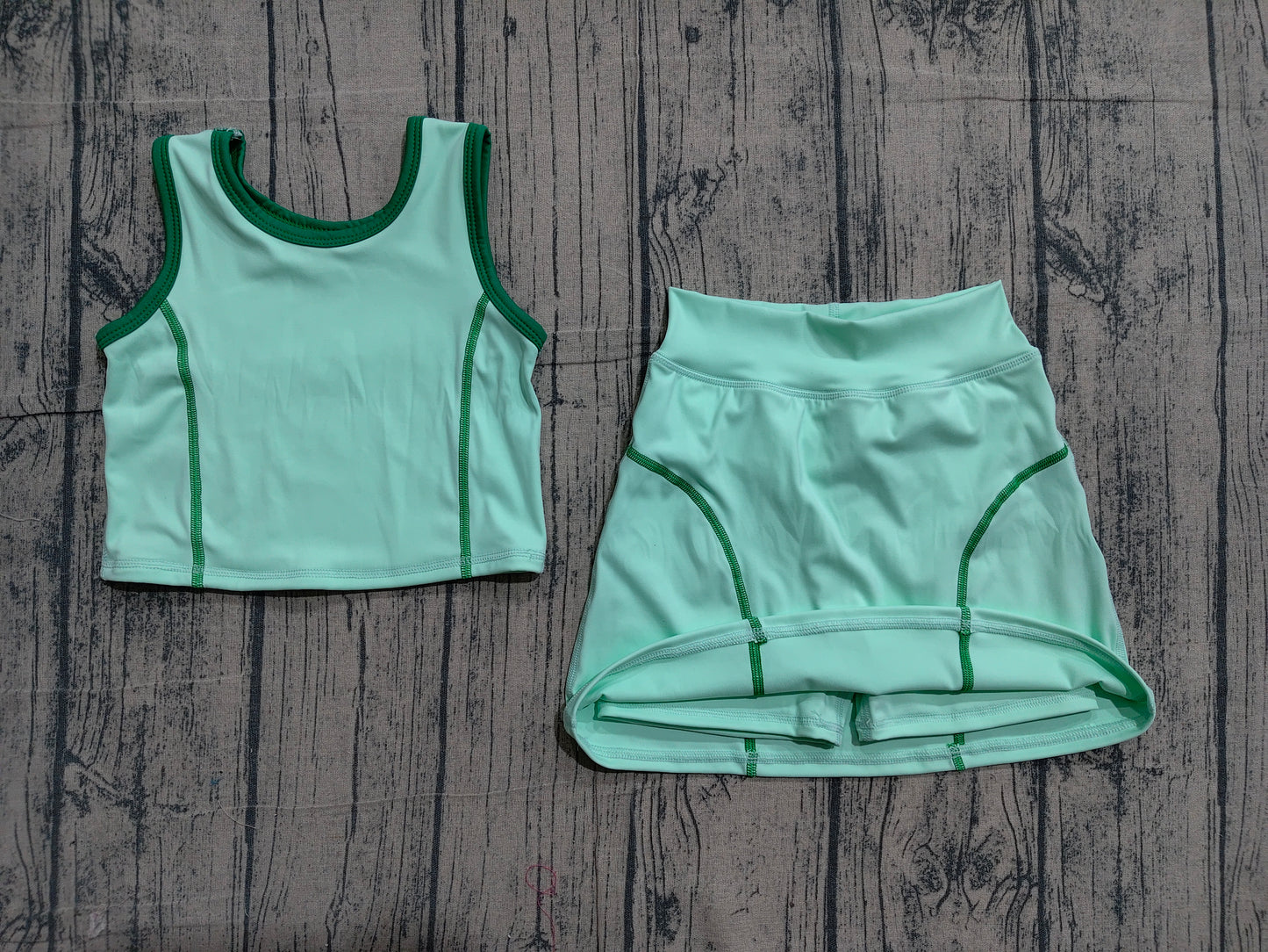 preorder Samples GSD2671 yoga green sleeveless skirt skorts girls set