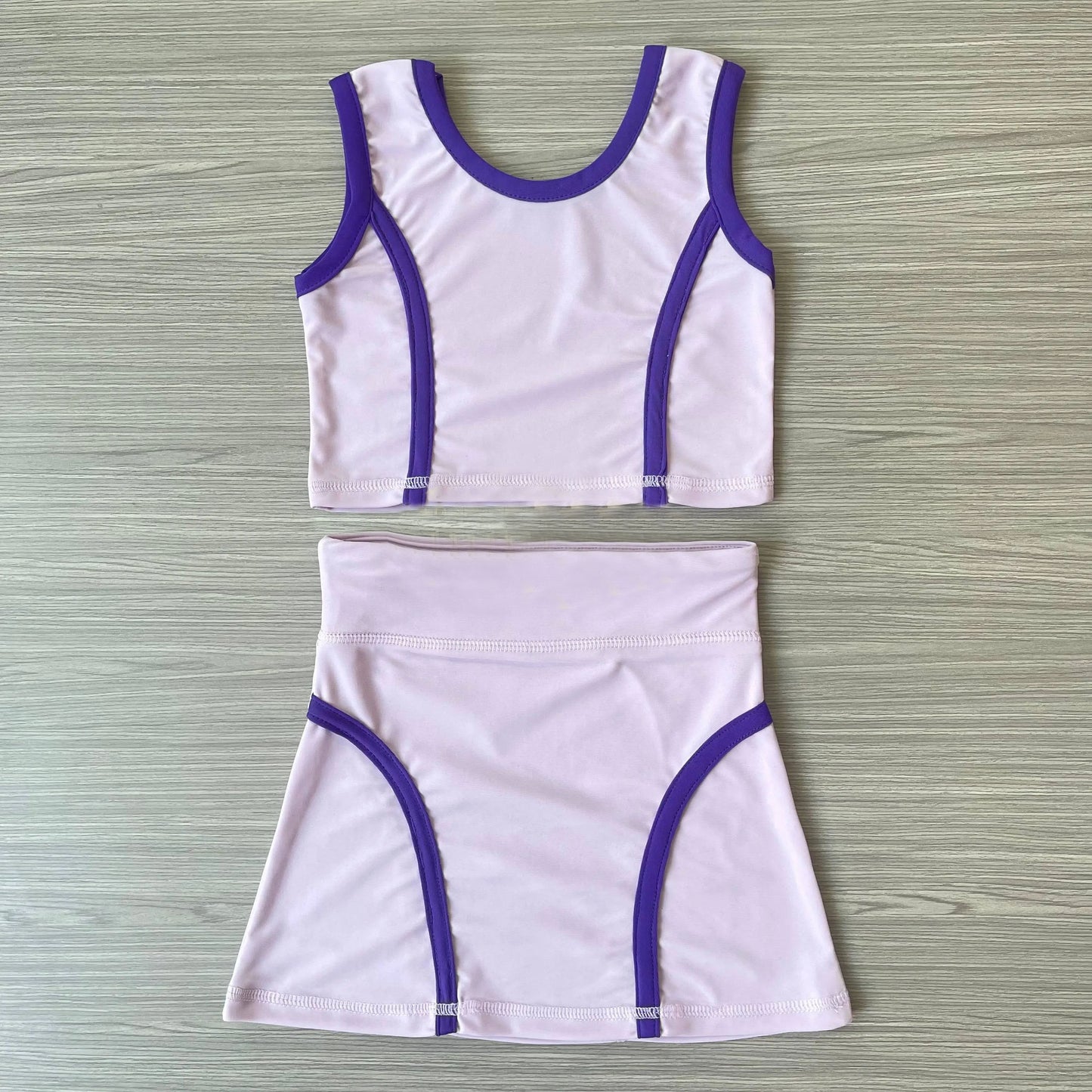 preorder GSD2673 yoga purple sleeveless skirt skorts girls set