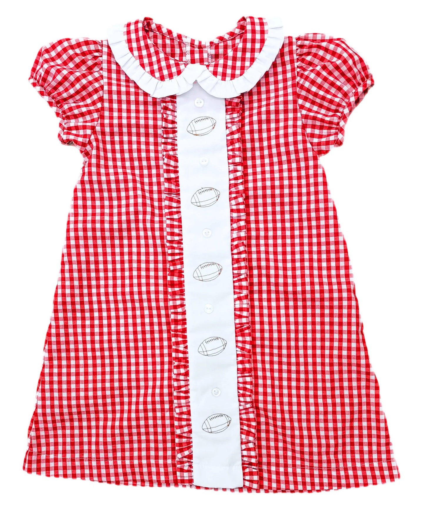 preorder GSD2798 football red checkered short sleeve girls dress
