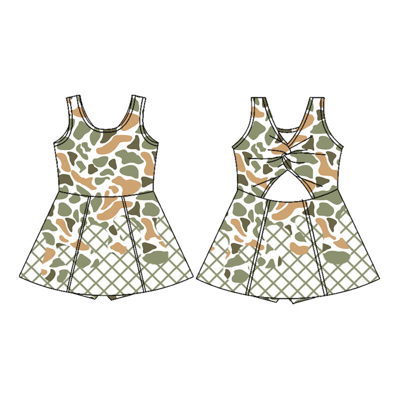 preorder GSD2820 yoga hunting green camo skorts girls dress