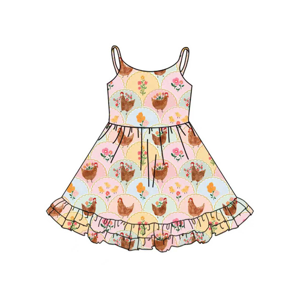 preorder GSD2855 cute chick flowers colorful girls dress