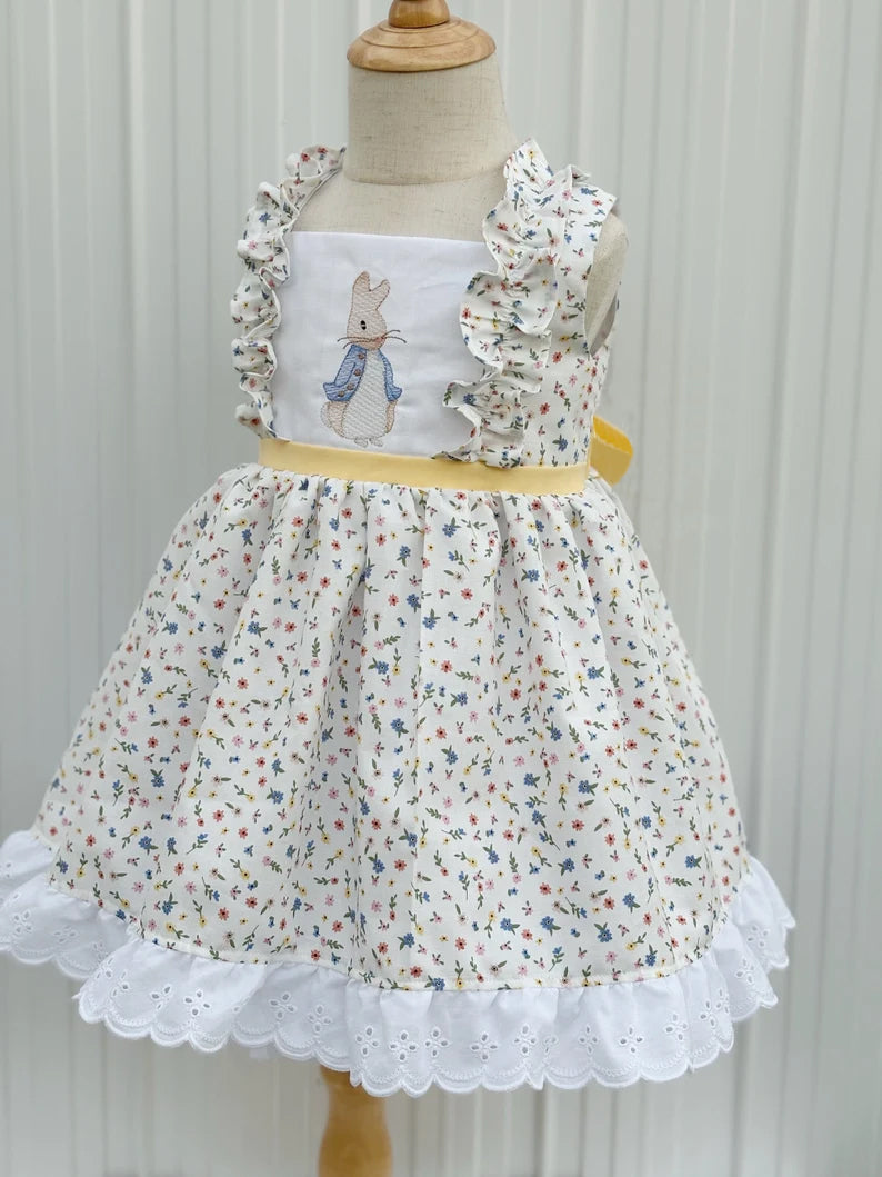 preorder GSD2881 Easter bunny rabbit flowers floral girls dress