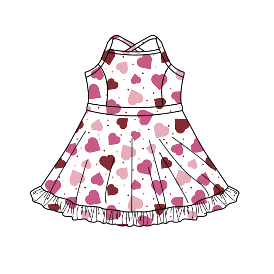 preorder GSD2927 yoga Valentine's Day heart skorts girls dress