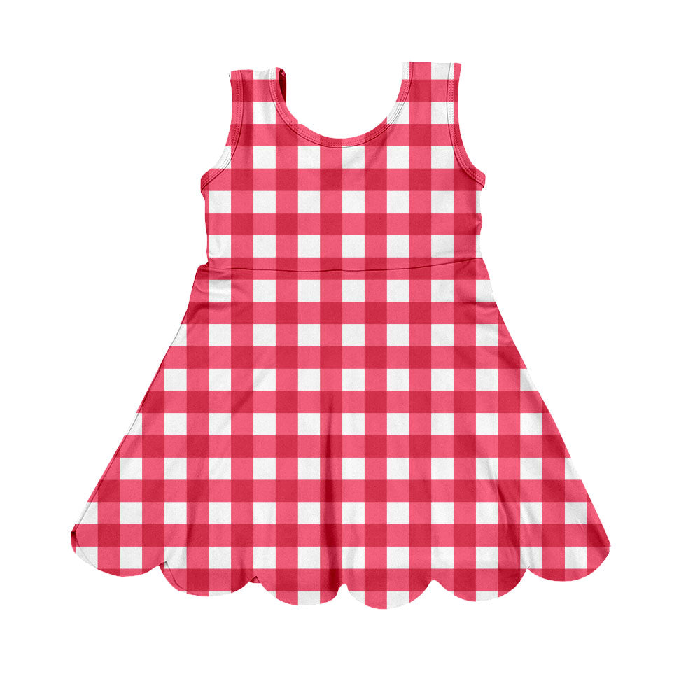 preorder GSD2938 red checkered sleeveless skorts girls dress
