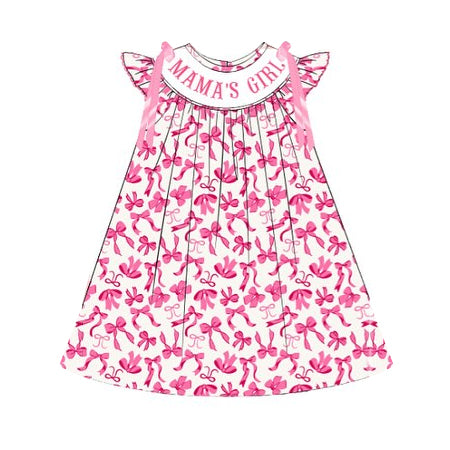 preorder GSD2939 maam's girl hot pink bows flutter sleeve girls dress