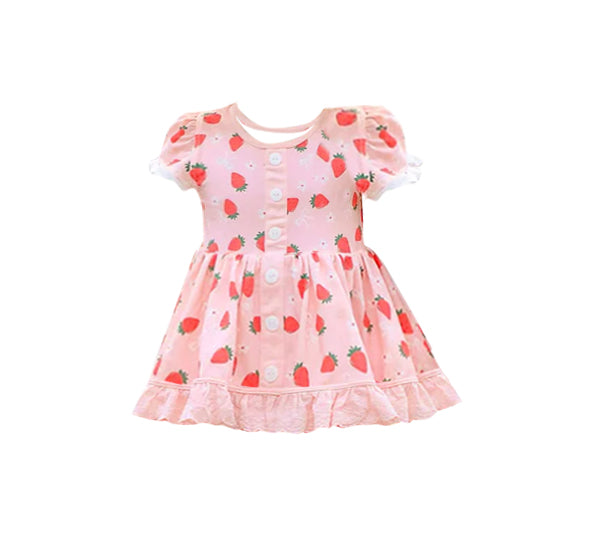 preorder GSD2964 strawberry pink short sleeve girls dress