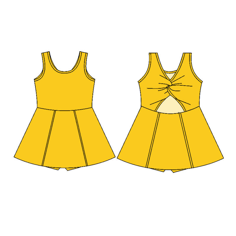 preorder GSD2987 Yoga Yellow Sleeveless Skorts Girls Dress