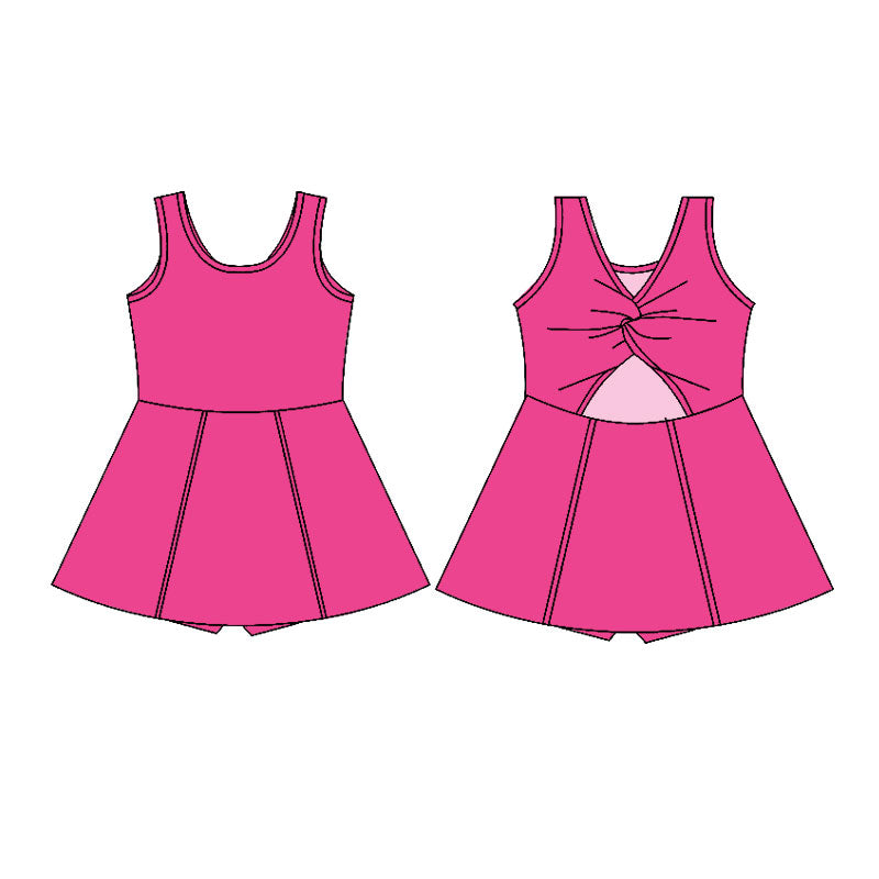 preorder GSD2989 Yoga Hot Pink Sleeveless Skorts Girls Dress