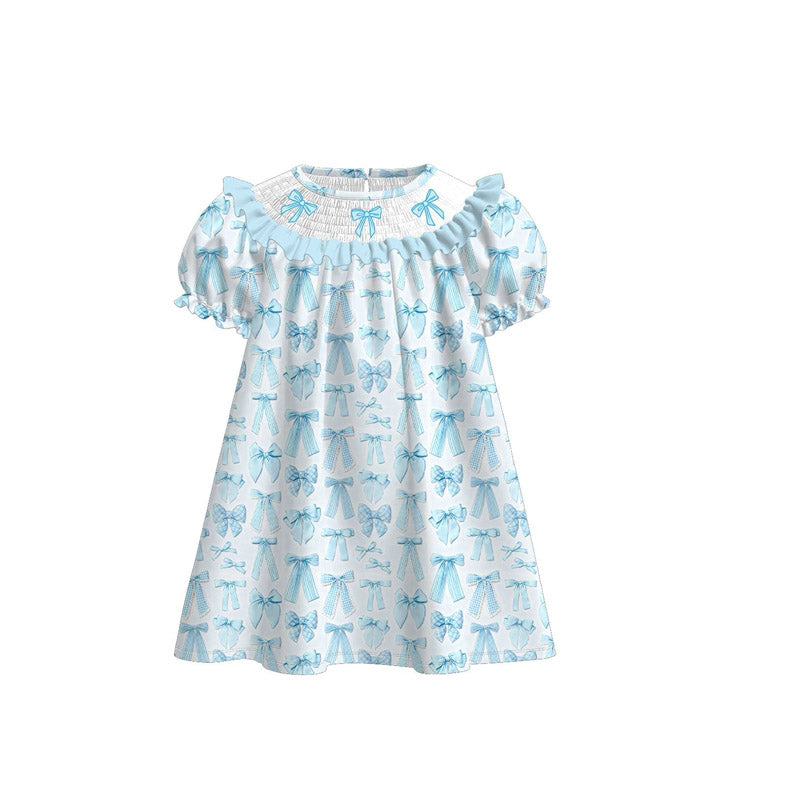 preorder GSD3043 Mint Green Bows Short Sleeve Girls Dress