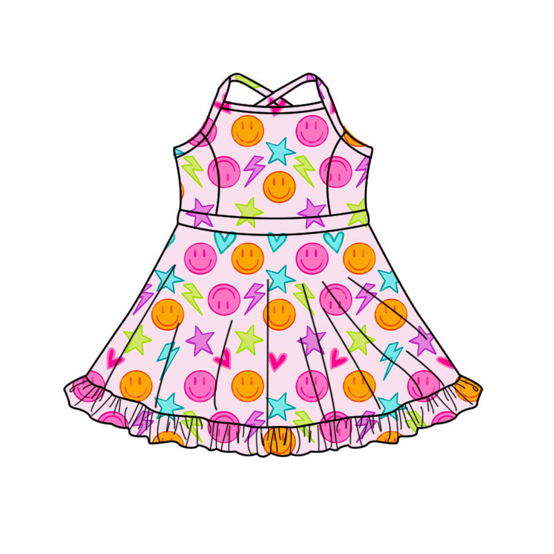 preorder GSD3089 Smile Heart Pink Skorts Girls Dress