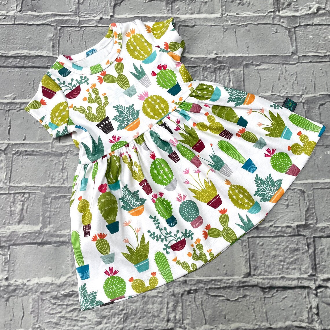 preorder GSD3103 Cactus Short Sleeve Girls Dress