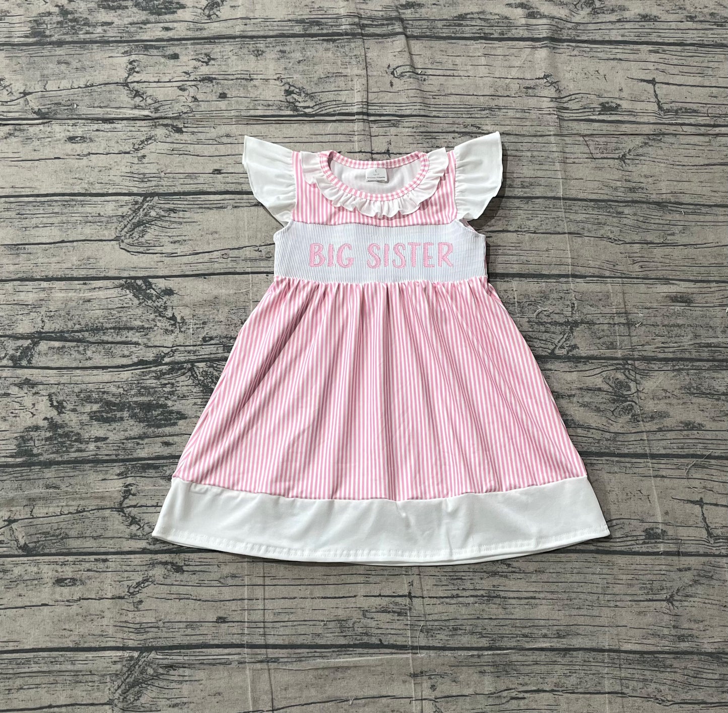 preorder GSD3153 Big Sister Pink Flutter Sleeve Girls Dress