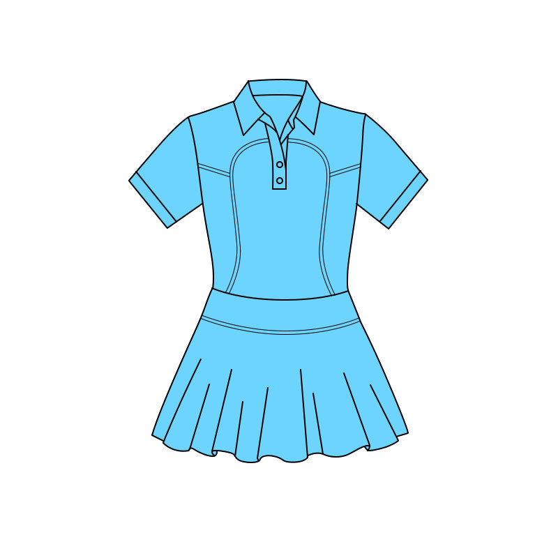 preorder GSD3159 Yoga Blue Short Sleeve Girls Dress