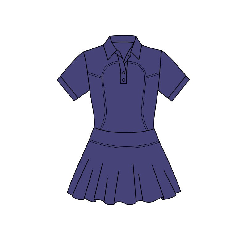 preorder GSD3165 Yoga Navy Blue Short Sleeve Girls Dress