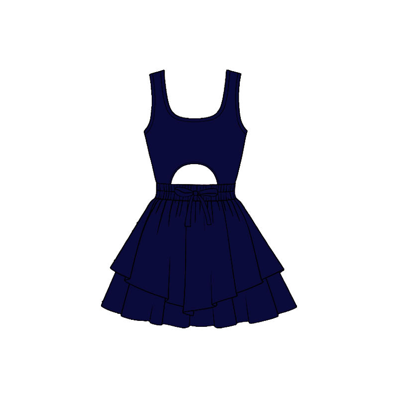 preorder GSD3180 Yoga Navy Blue Sleeveless Skorts Girls Dress