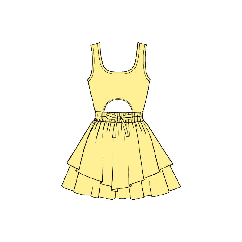 preorder GSD3182 Yoga Light Yellow Sleeveless Skorts Girls Dress