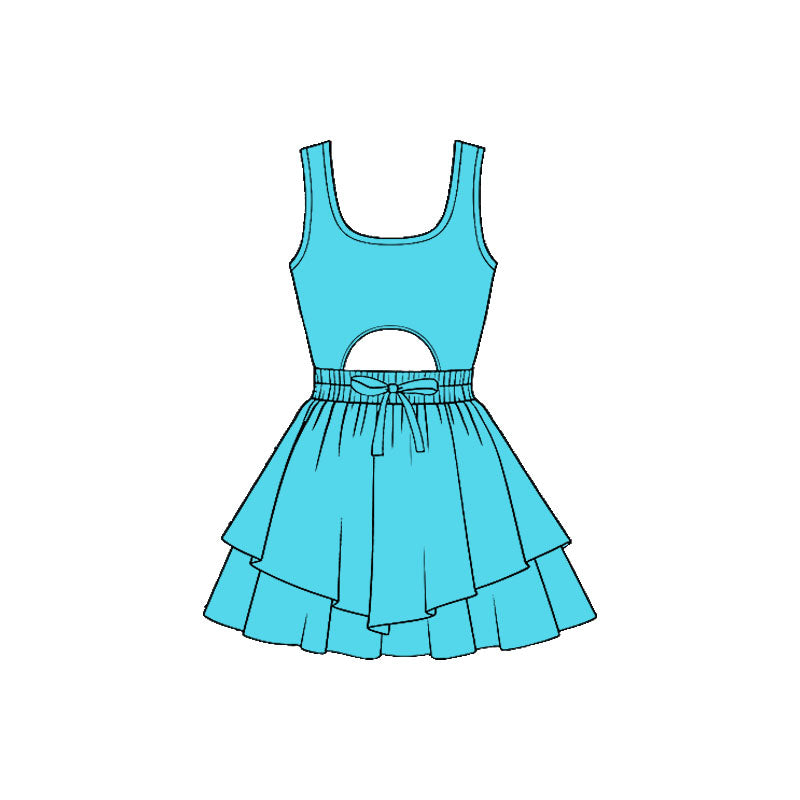 preorder GSD3187 Yoga Bright Blue Sleeveless Skorts Girls Dress