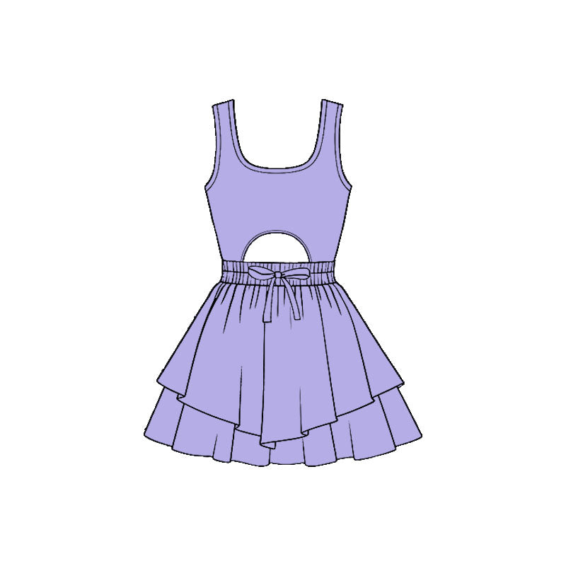 preorder GSD3188 Yoga Purple Sleeveless Skorts Girls Dress