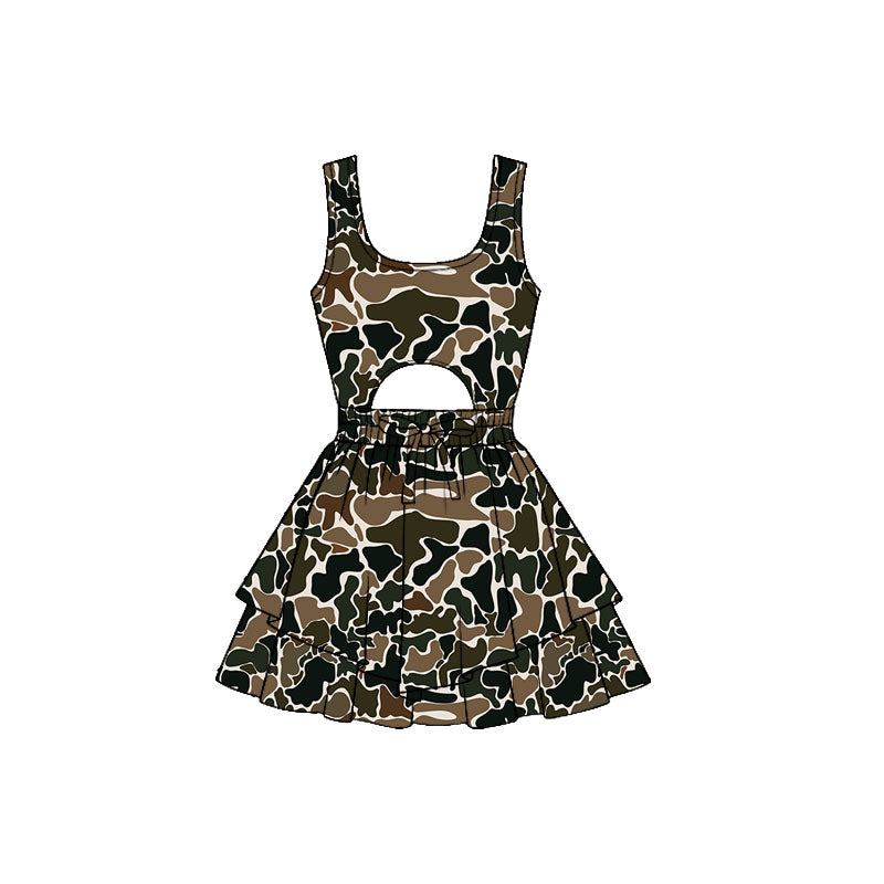preorder GSD3195 Yoga Hunting Camo Sleeveless Skorts Girls Dress