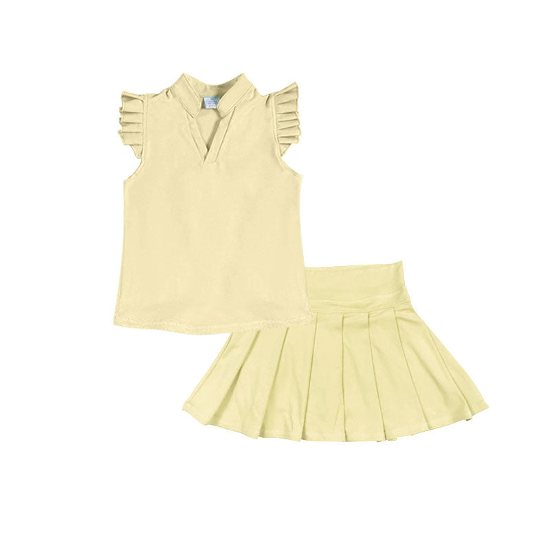 preorder GSD3204 Yoga Yellow Flutter Sleeve Skorts Girls Set
