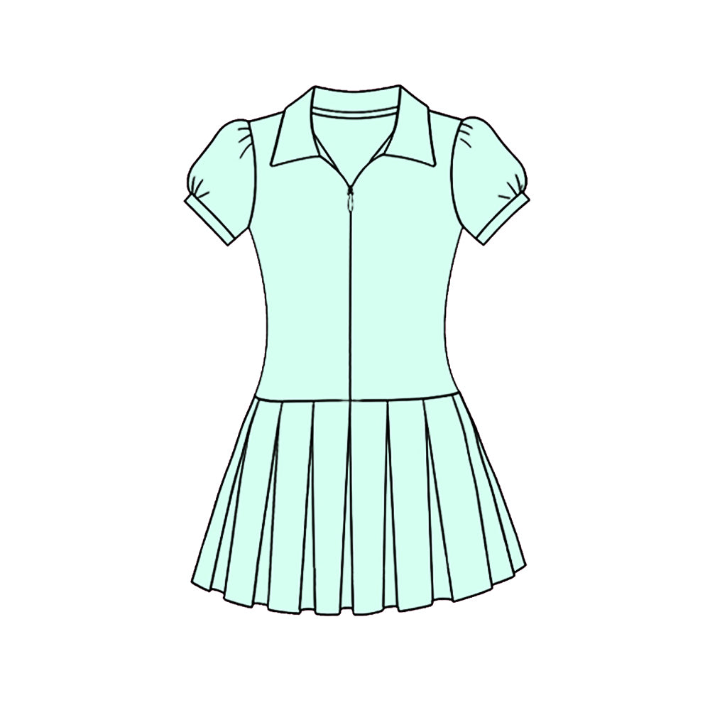 preorder GSD3208 Yoga Mint Green Short Sleeve Skorts Girls Dress