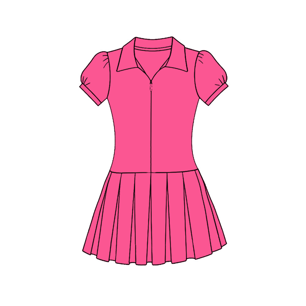 preorder GSD3211 Yoga Hot Pink Short Sleeve Skorts Girls Dress