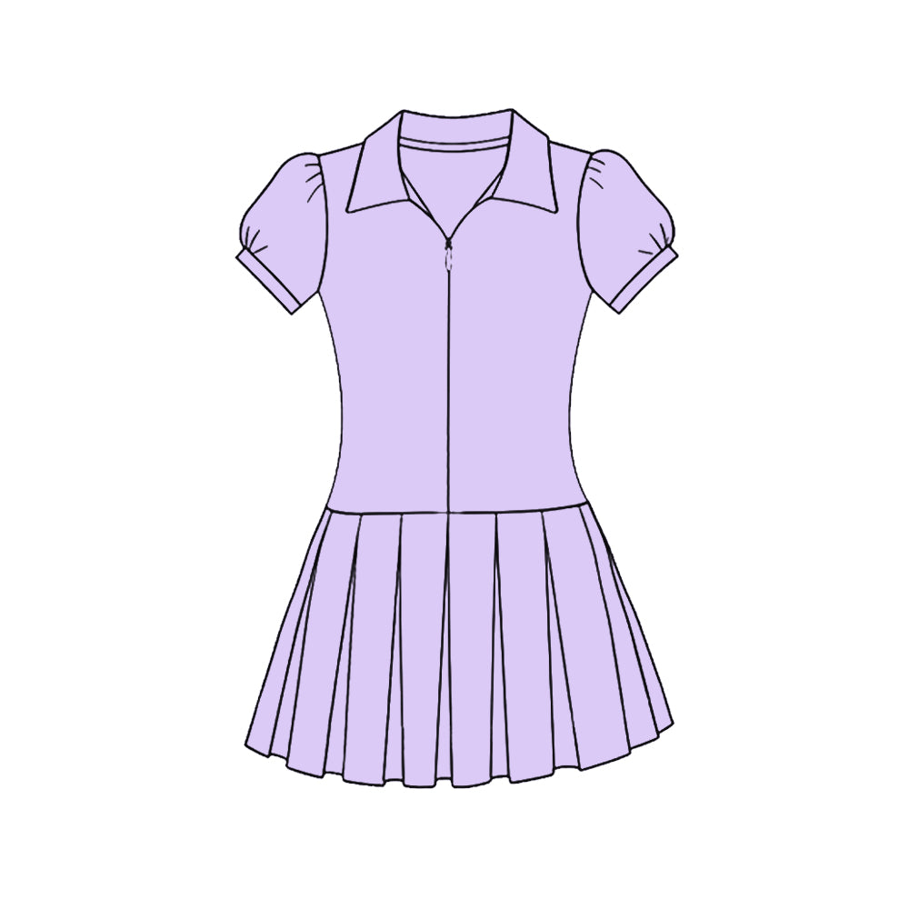 preorder GSD3213 Yoga Purple Short Sleeve Skorts Girls Dress