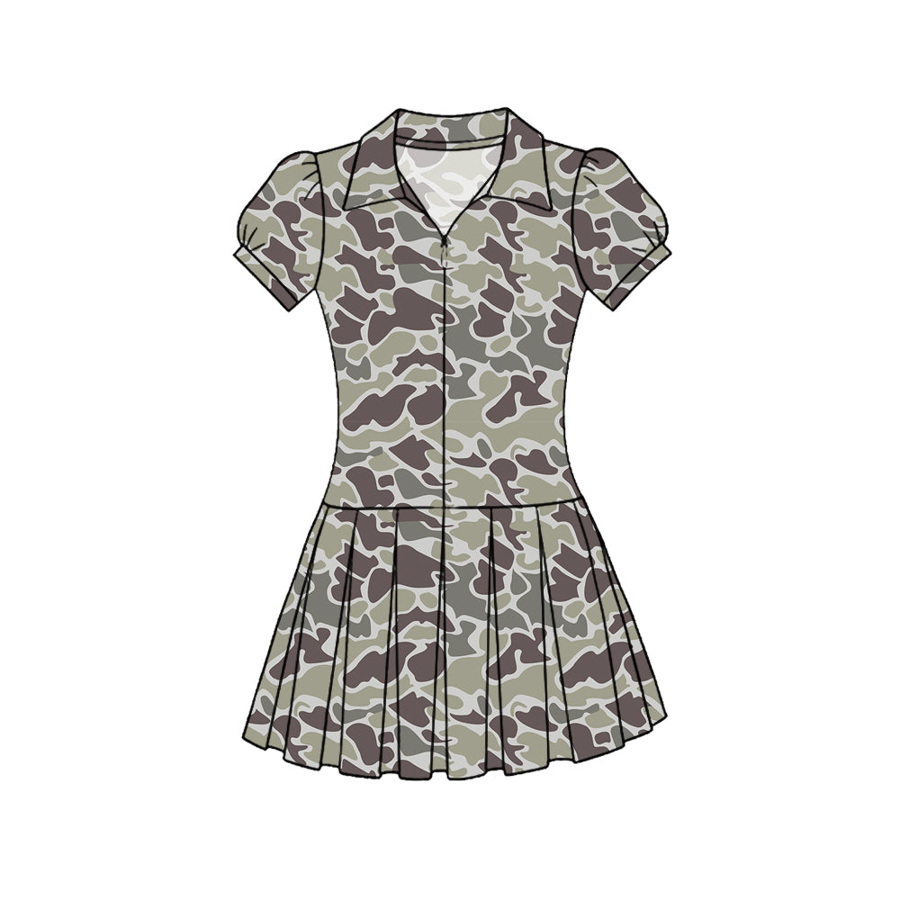 preorder GSD3214 Yoga Camo Short Sleeve Skorts Girls Dress