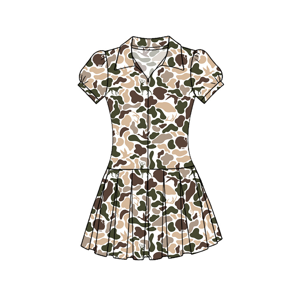 preorder GSD3219 Yoga Camo Short Sleeve Skorts Girls Dress
