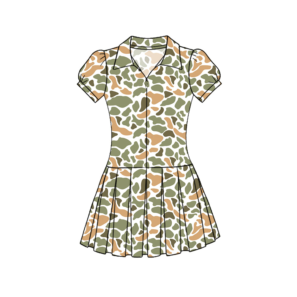 preorder GSD3220 Yoga Camo Short Sleeve Skorts Girls Dress