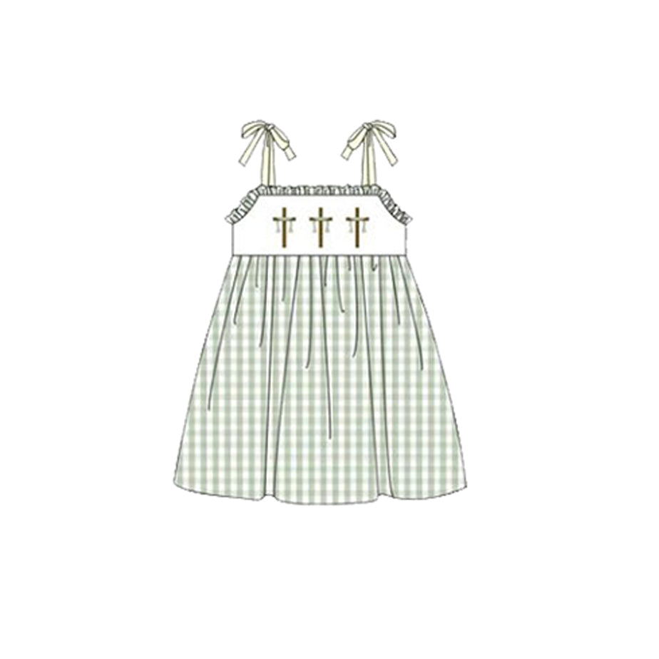 preorder GSD3224 Easter Cross Checkered Girls Dress