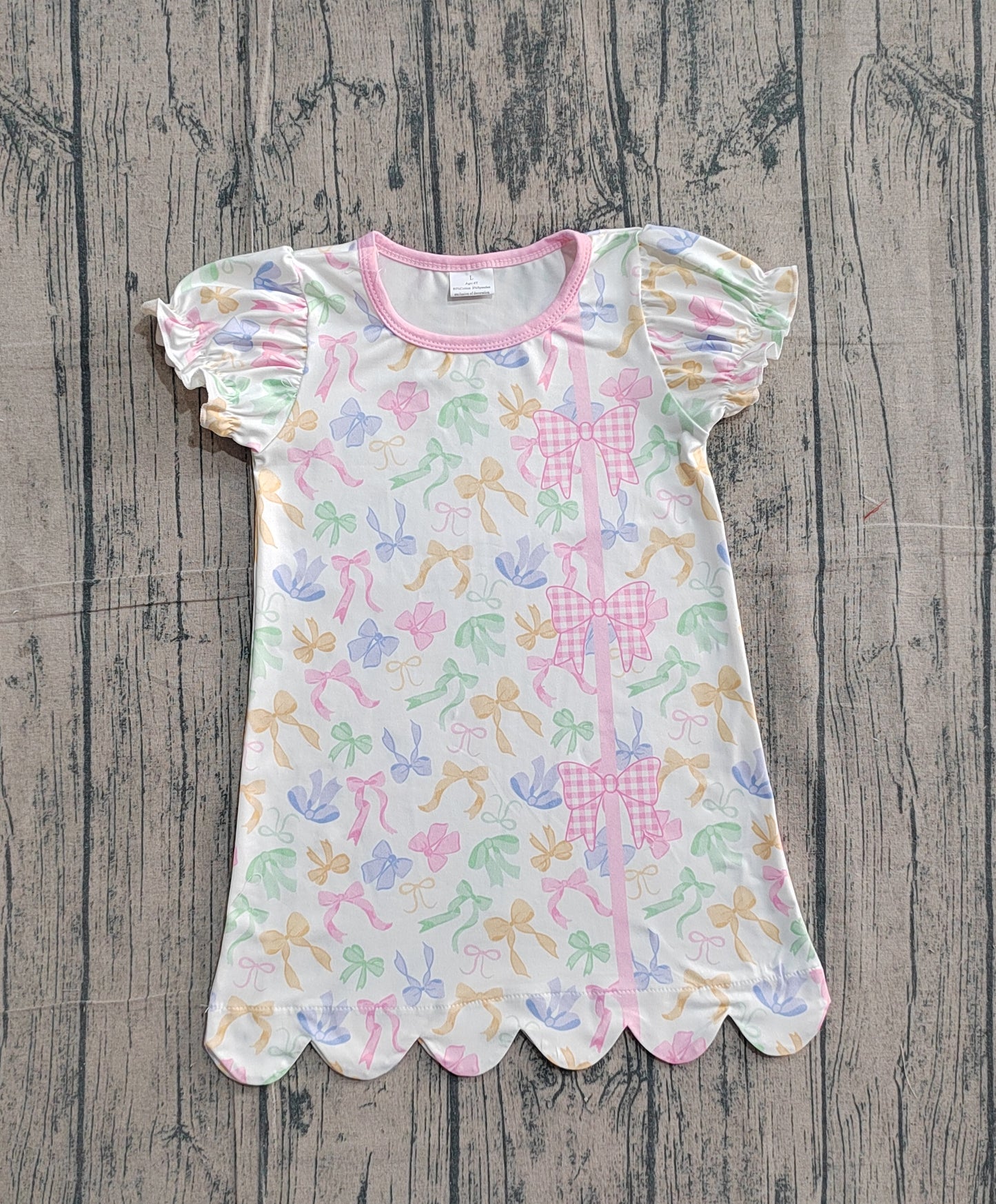 preorder Samples GSD3245 Colorful Bows Short Sleeve Girls Dress