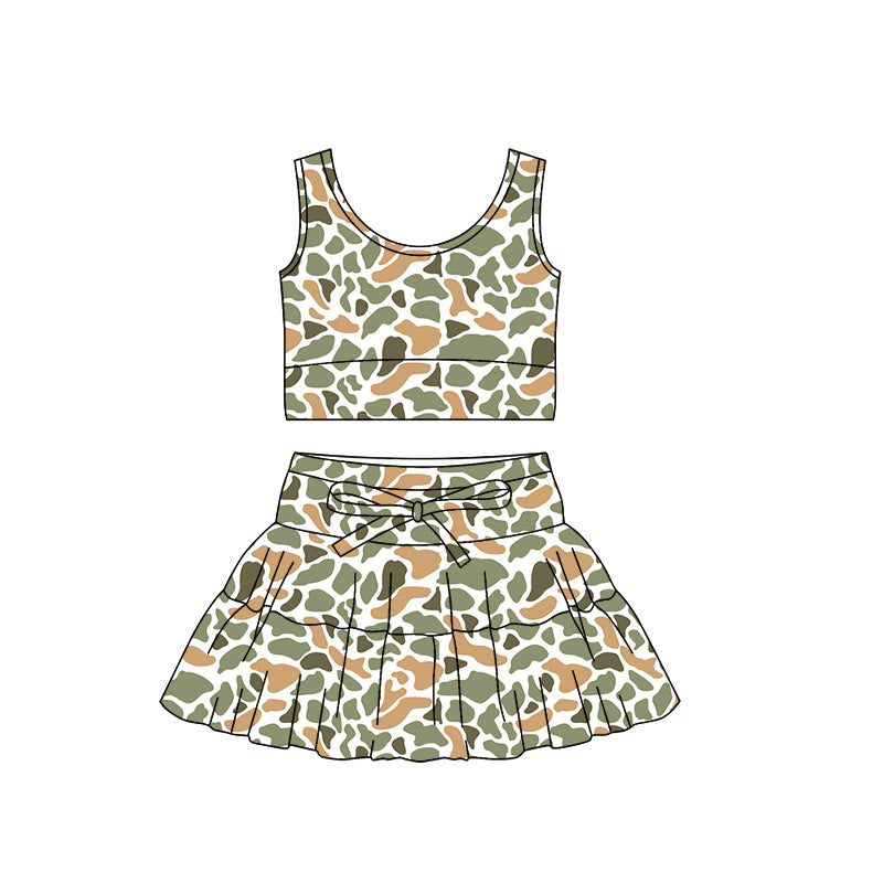 preorder GSD3310 Yoga Hunting Camo Sleeveless Skorts Girls Set