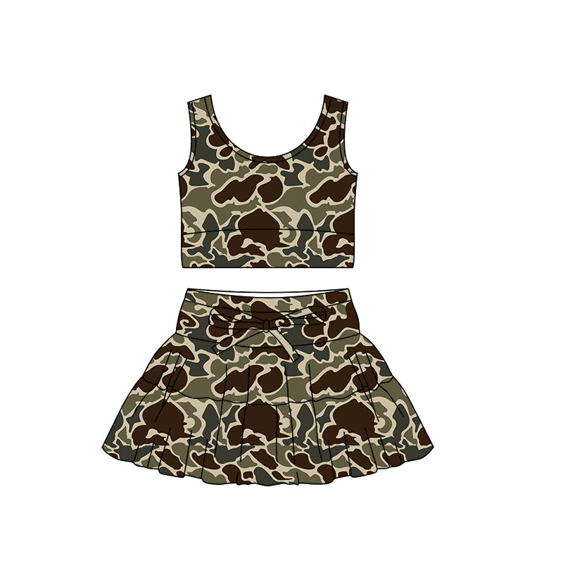 preorder GSD3311 Yoga Hunting Camo Sleeveless Skorts Girls Set