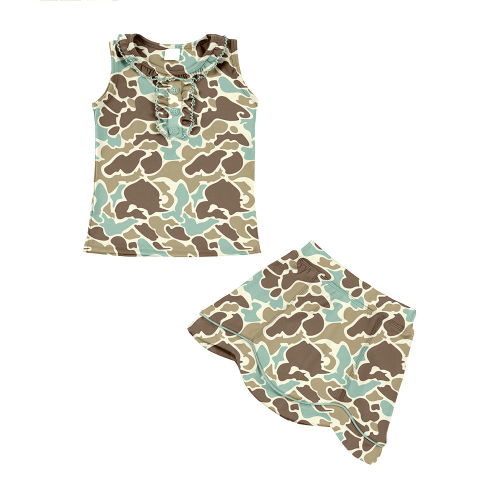 preorder GSD337 Yoga Hunting Camo Sleeveless Skorts Girls Set