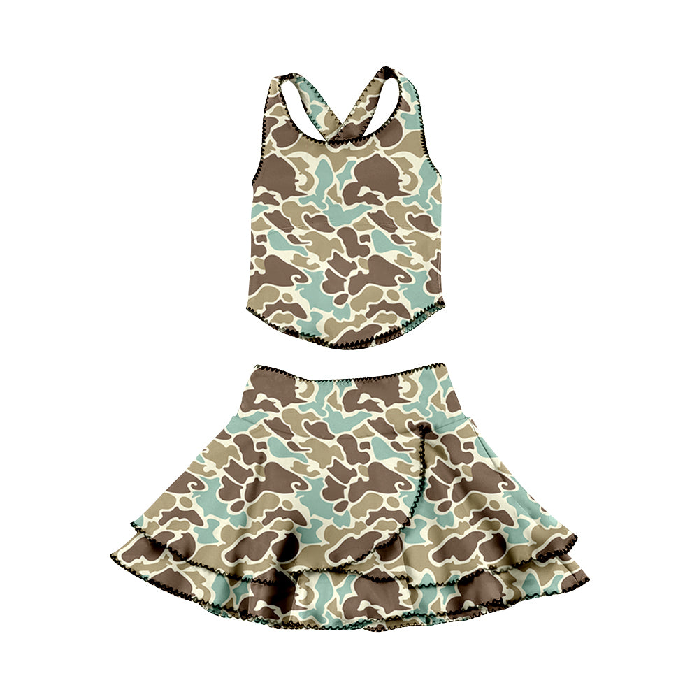 preorder GSD3355 Yoga Hunting Camo Sleeveless Skorts Girls Set