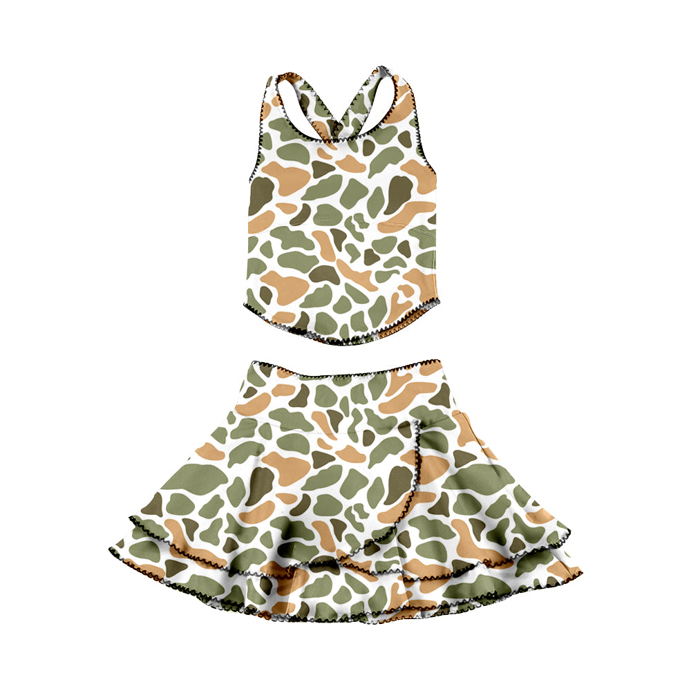 preorder GSD3358 Yoga Hunting Camo Sleeveless Skorts Girls Set